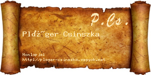 Pláger Csinszka névjegykártya
